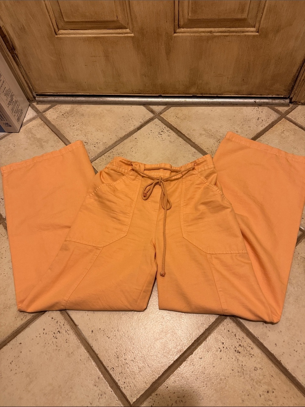 Wide Leg Women's Pull-On Pants in Soft Peach